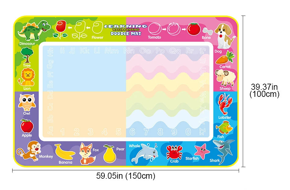 Coolplay Magic Water Drawing Mat Coloring Doodle Mat with Magic Pens Montessori Toys Painting Board Educational Toys for Kids