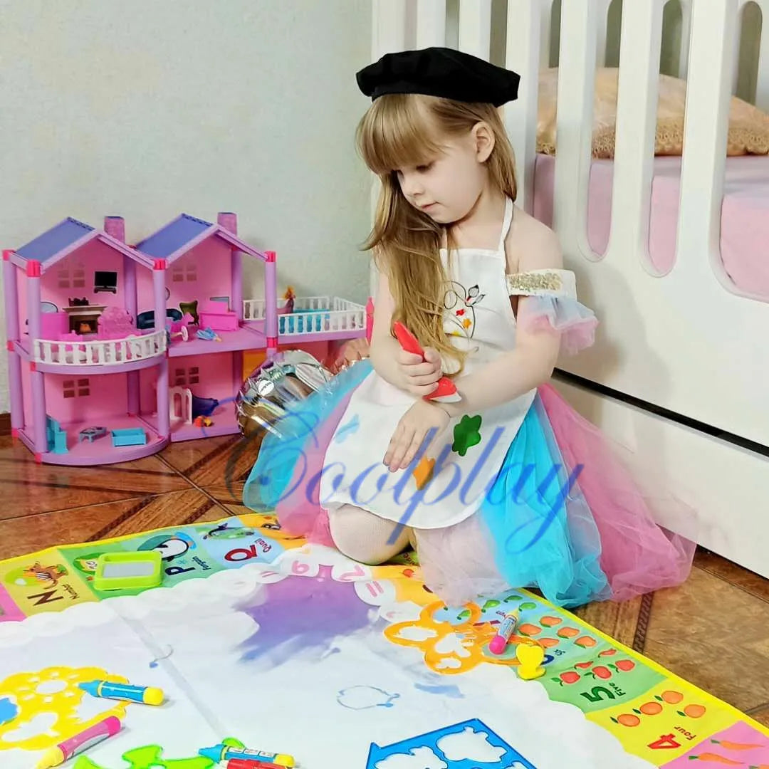 Coolplay Magic Water Drawing Mat Coloring Doodle Mat with Magic Pens Montessori Toys Painting Board Educational Toys for Kids