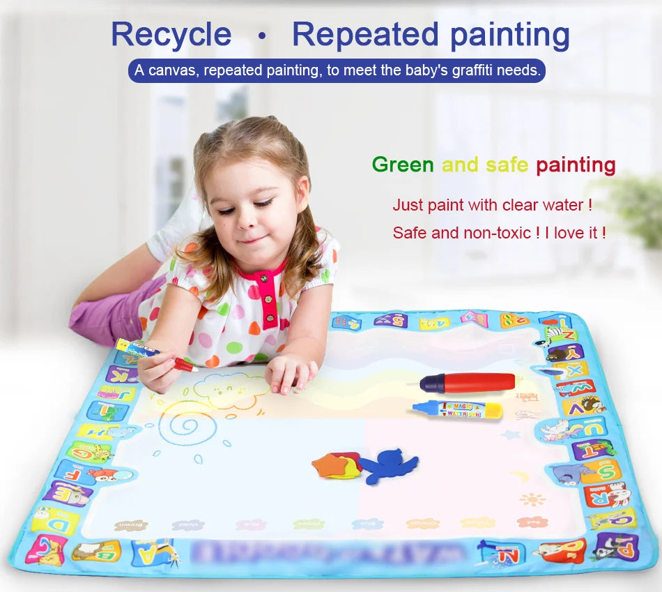 Coolplay Magic Water Drawing Mat Coloring Doodle Mat with Magic Pens Montessori Toys Painting Board Educational Toys for Kids