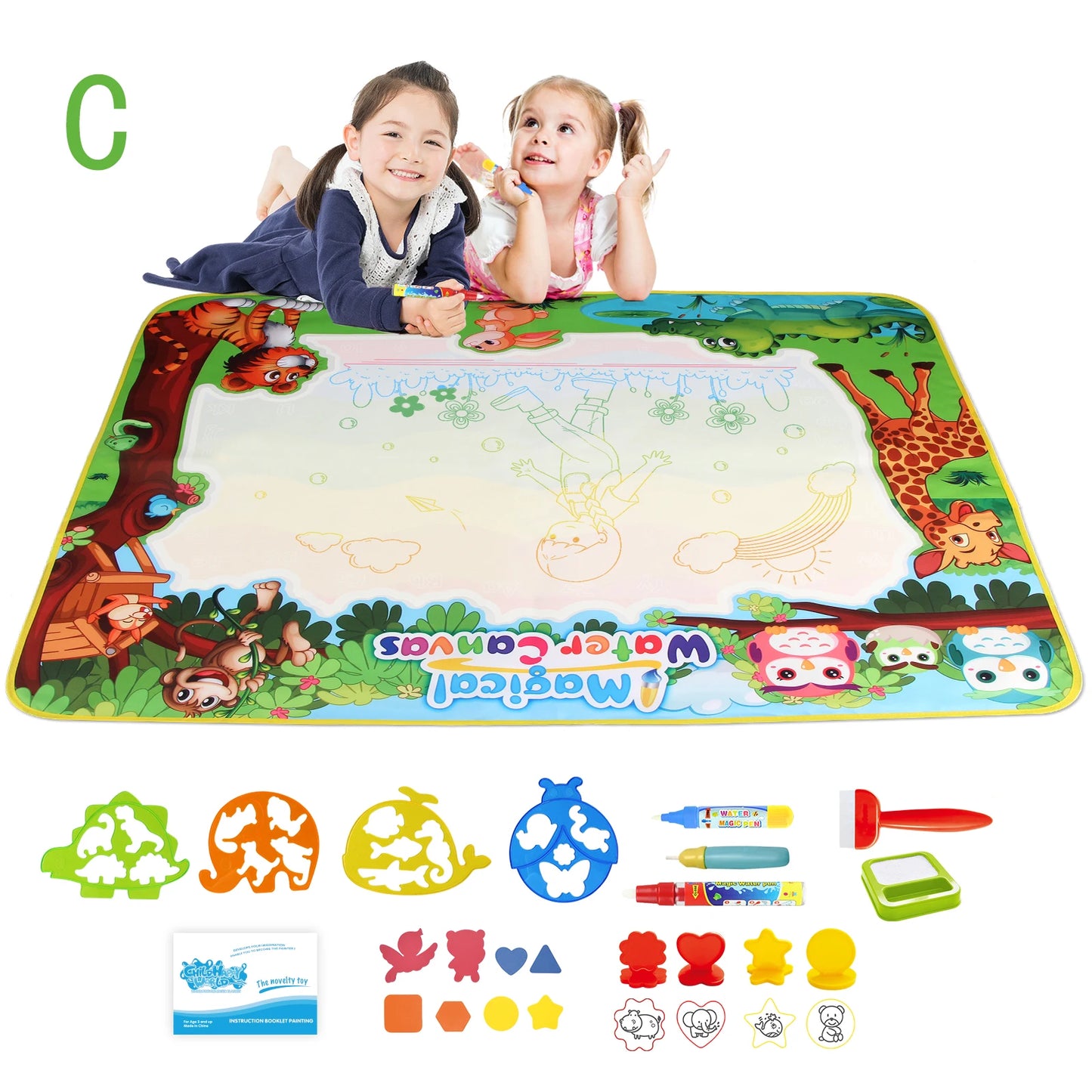 100x80CM Magic Water Drawing Mat Coloring Doodle With Reusable Magic Pens Montessori Painting Board Educational Toys Kids Gifts