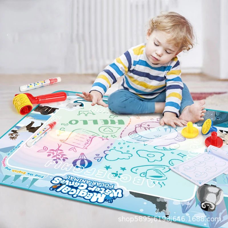 Magic Water Drawing Mat Coloring Doodle With Reusable Magic Pens Montessori Painting Board Educational Toys Kids Gift 100x80CM