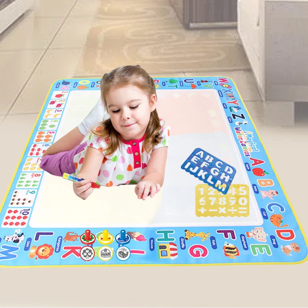 100x80CM Magic Water Drawing Mat with Reusable Magic Pens, Drawing Board Toy for Kids, Doodle Montessori Painting 39X31 Inches