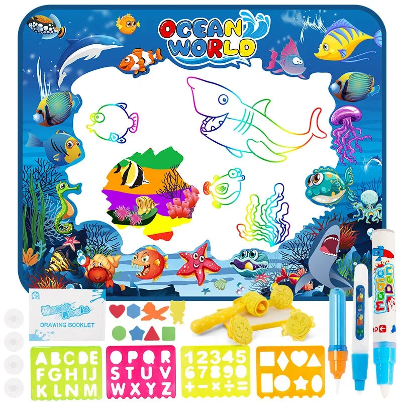 2023 New Arrivals Magic Water Drawing Mat with Fluorescent Pen Painting Board Early Educational Toys Montessori Toys for Kids