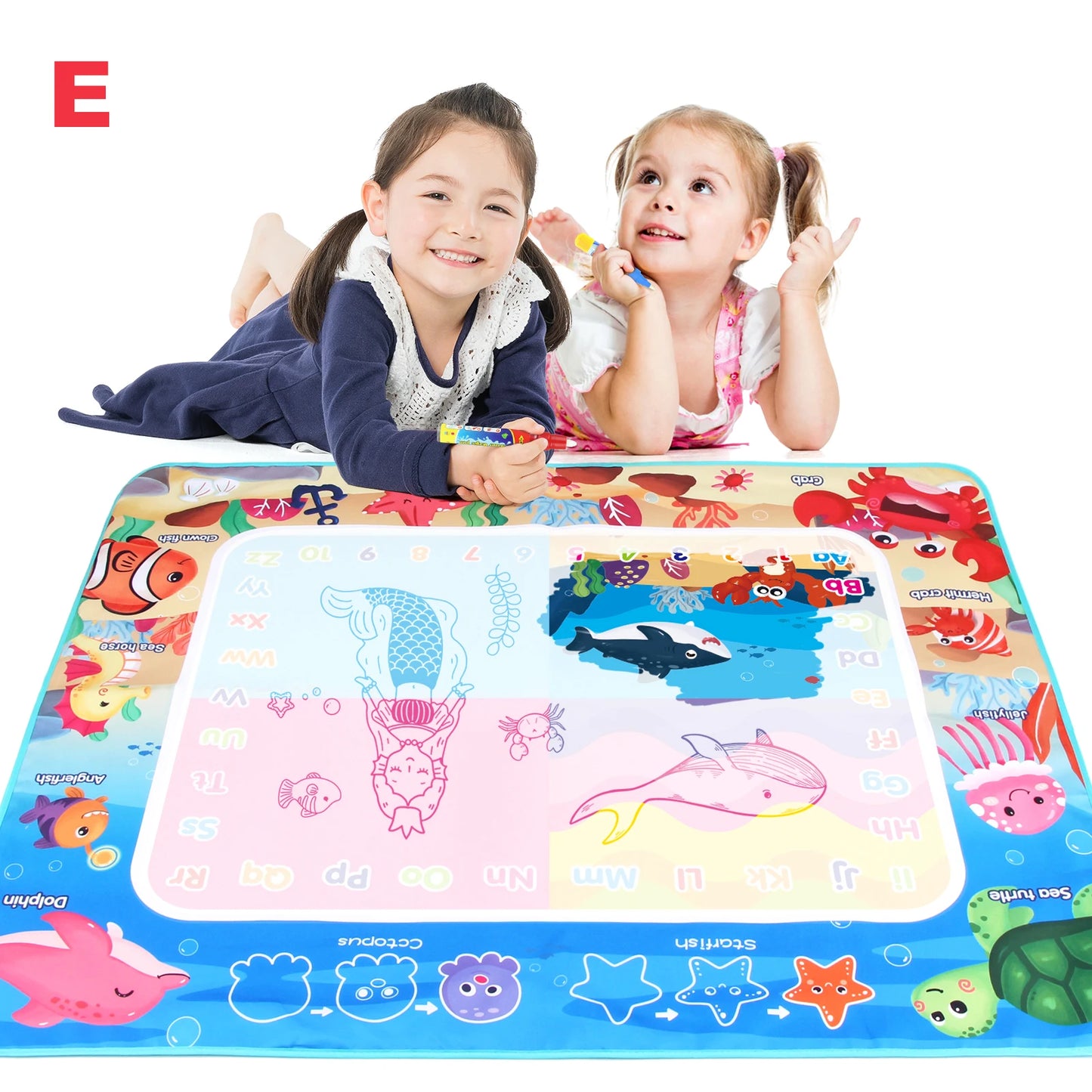 100x80CM Magic Water Drawing Mat Coloring Doodle With Reusable Magic Pens Montessori Painting Board Educational Toys Kids Gifts