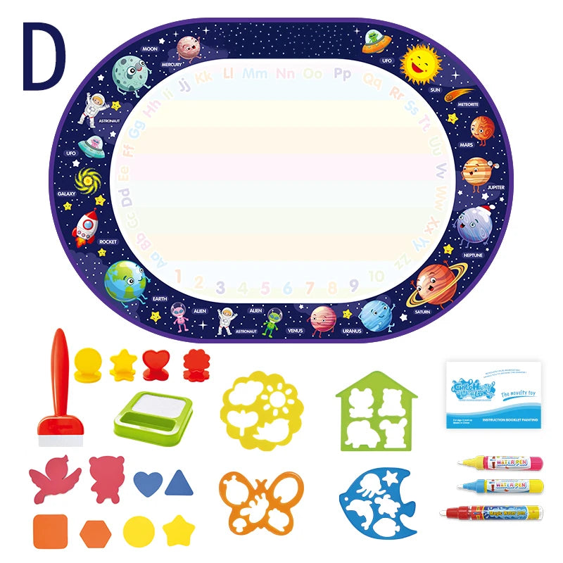 100x80CM Magic Water Drawing Mat Coloring Doodle With Reusable Magic Pens Montessori Painting Board Educational Toys Kids Gifts