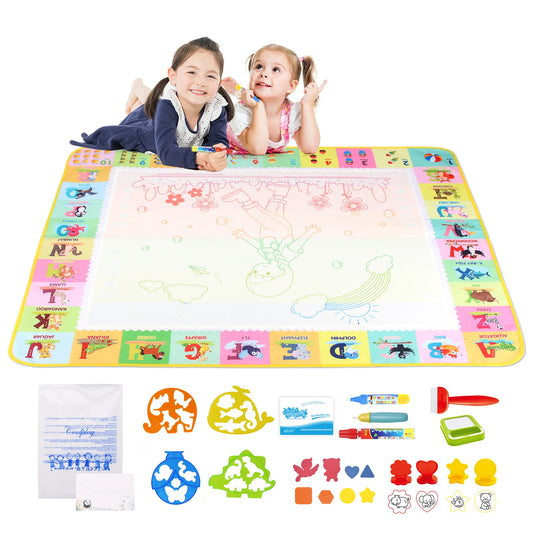 100x80CM Magic Water Drawing Mat Coloring Doodle With Reusable Magic Pens Montessori Painting Board Educational Toys Kids Gifts