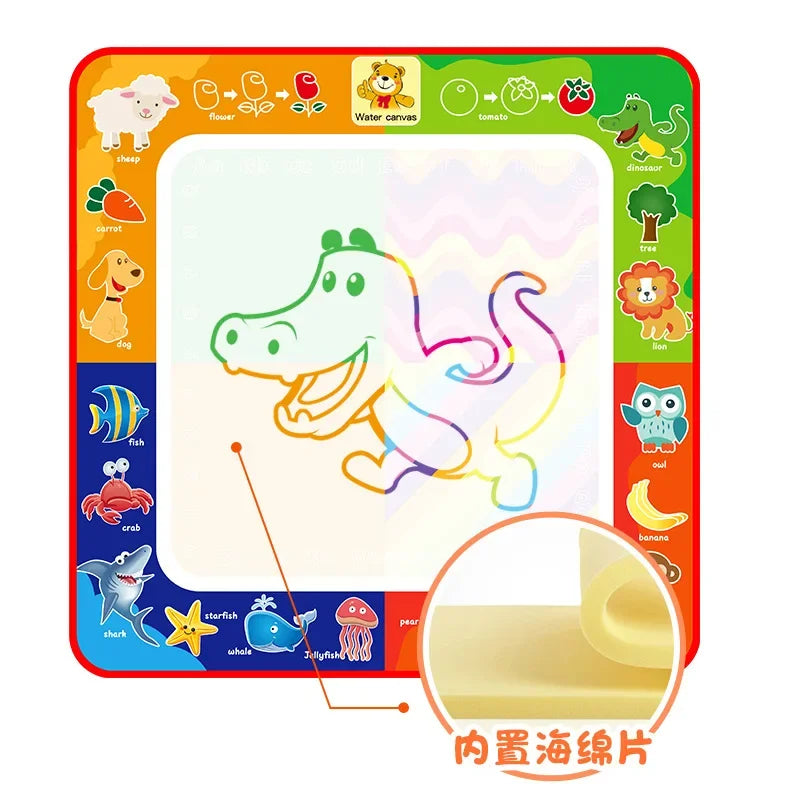 2023 New Arrivals Magic Water Drawing Mat with Fluorescent Pen Painting Board Early Educational Toys Montessori Toys for Kids