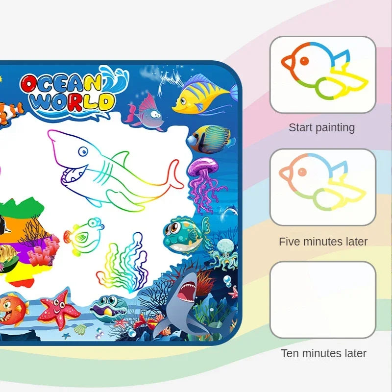 2023 New Arrivals Magic Water Drawing Mat with Fluorescent Pen Painting Board Early Educational Toys Montessori Toys for Kids